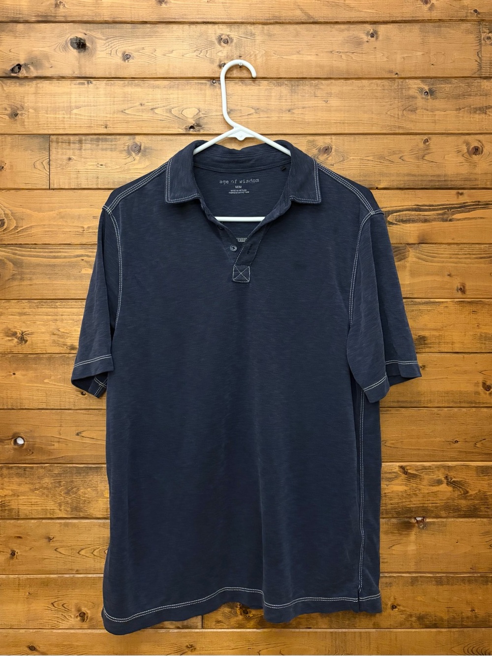 AGE OF WISDOM Washed Navy Polo Shirt - Short Sleeve